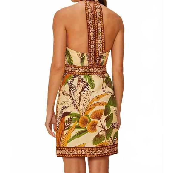 NEW FARM RIO foliage sketch sand halter mini dress in sand - Picture 3 of 4